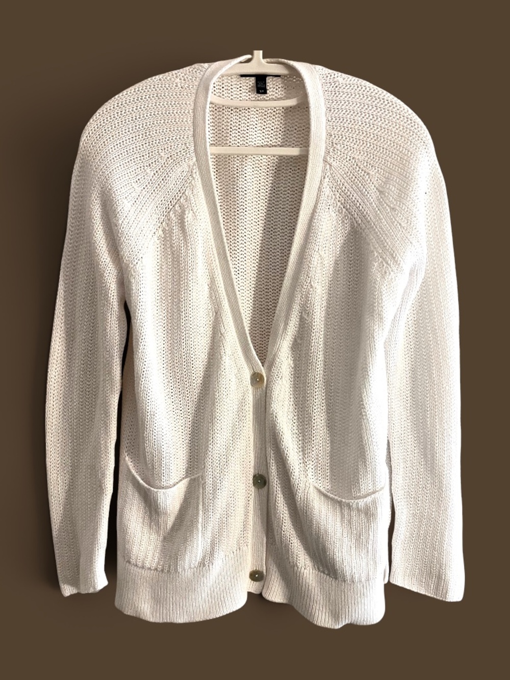 Eileen Fisher Organic Cotton Open Knit Cardigan Sweater Size S